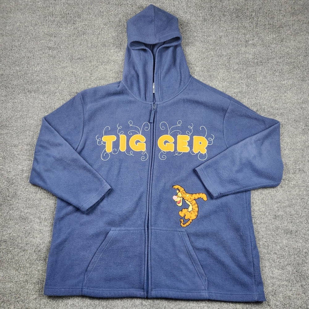 Disney Tigger Winnie the Pooh Blue Fleece Full Zip Hoodie Plus Size 2X 18W/20W